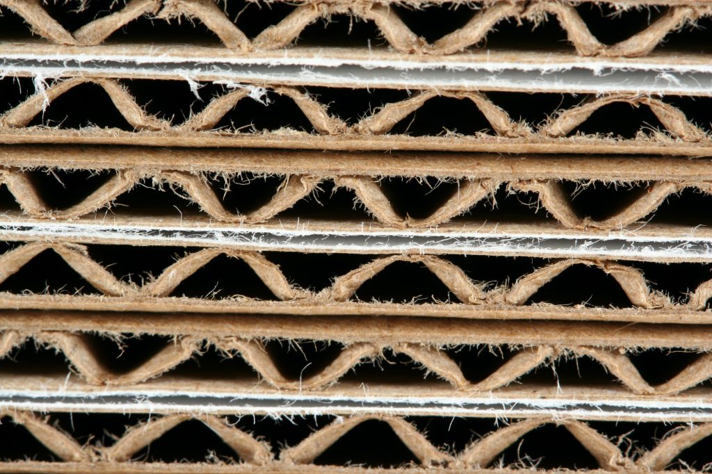 Stacked corrugated cardboard boxes macro
